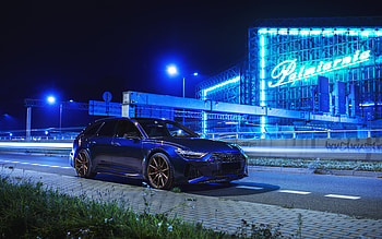 Audi RS6 Avant, , front view, exterior, blue RS6 Avant, RS6 Avant tuning, German cars, Audi HD wallpaper