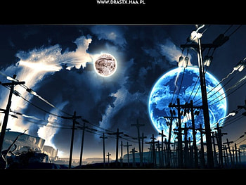 Blue Moon, abstract, 3d HD wallpaper