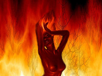 Fire Woman, abstract, collages HD wallpaper