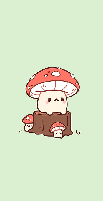 Kawaii, art, mushroom HD phone wallpaper