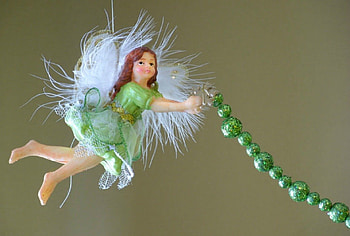 Little fairy ornament for my lovely friend Beautiful-Life, wings, white, beads, glitter, fairy, feather, green, christmas, ornament HD wallpaper