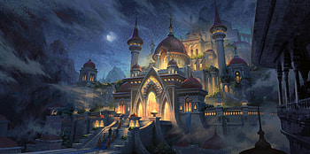 Moonlight castle, night, moon, fantasy, art, lights, castle, jiakanglin HD wallpaper