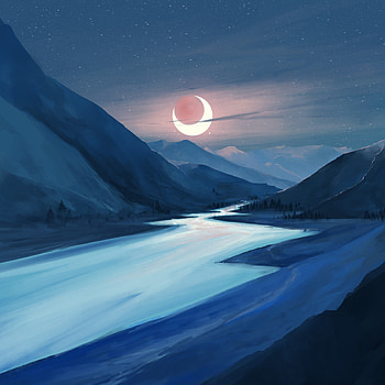 Lake Moon Night Illustration, lake, moon, night, illustration, artist, artwork, digital-art HD phone wallpaper