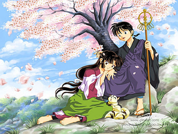 Miroku ♡ Sango, scenery, miroku, petals, flower, couple, short hair, cloud, female, handsome, sexy, sweet, hot, girl, tree, anime girl, anime, kirara, romantic, sakura blossom, guy, lovely, lover, inuyasha, cute, floral, long hair, beauty, scenic, cherry blossom, male, scene, beautiful, romance, sango, black hair, sakura, love, sky HD wallpaper