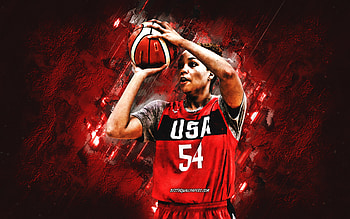 Napheesa Collier, USA national basketball team, USA, American basketball player, portrait, United States Basketball team, red stone background HD wallpaper
