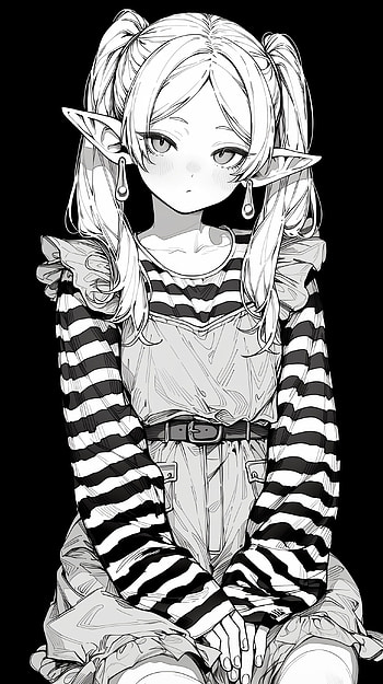 Frieren: Monochrome Manga , manga, Black And White Anime, Frieren: Beyond Journey's End HD phone wallpaper