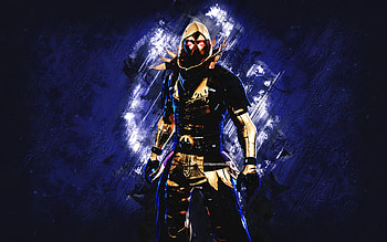 Fortnite Gold Raven Skin, Fortnite, main characters, blue stone background, Gold Raven, Fortnite skins, Gold Raven Skin, Gold Raven wildCat Fortnite, Fortnite characters HD wallpaper