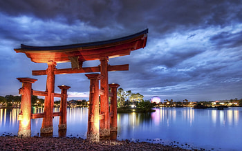 Nature, City, Lake, Coast, Evening, Arch, China HD wallpaper