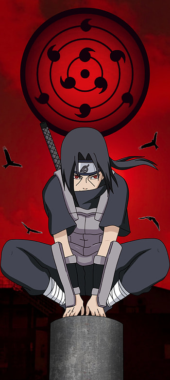 Itachi Uchiha, naruto, red, art, anime HD phone wallpaper