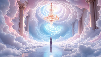 Serene Ballroom Dreams - Ultra, ballroom, heaven, cloud, chandelier, fantasy HD wallpaper
