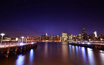 Cities, Water, Night, City, Lights, Shine, Light HD wallpaper