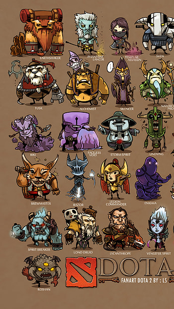 Dota 2 Heroes Cartoon – Perfect Mobile Game Art, video game HD phone wallpaper