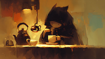 Artistic Coffee Moments: Ultra, artistic, coffee, cat, tea, Cozy HD wallpaper