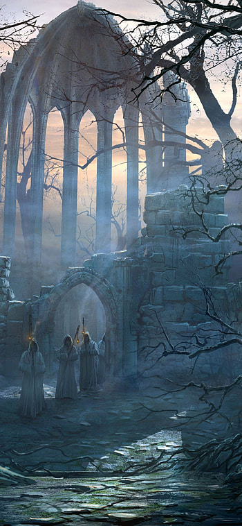 Ruined temple, Gothic Art HD phone wallpaper