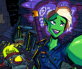 Neon Alley Alien Selfie — Sci‑Fi, Sci Fi, alien HD wallpaper
