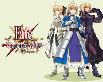 Three of a Kind, king arthur, holy grail war, excalibur, dark saber, fate unlimited codes, fight, fate stay night, saber lily, saber, anime HD wallpaper