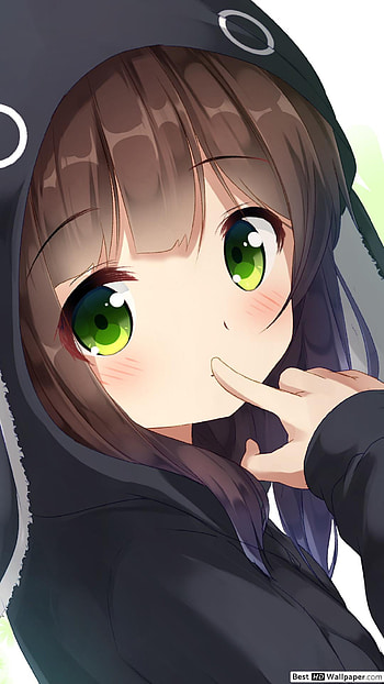 Cute anime girl, head, hair HD phone wallpaper
