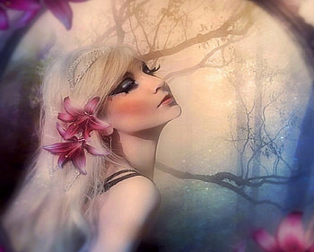 ~Mystical Nymphs~, emotional, beautiful girls, mystical, digital art, weird things people wear, forests, people, backgrounds, creative pre-made, mixed media, love four seasons, nymphs, pretty, softness beauty, models, enchanted, girls, flowers, lovely HD wallpaper