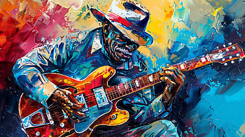 Vibrant Blues Guitarist - Music, music, blues, guitar, musician, painting HD wallpaper