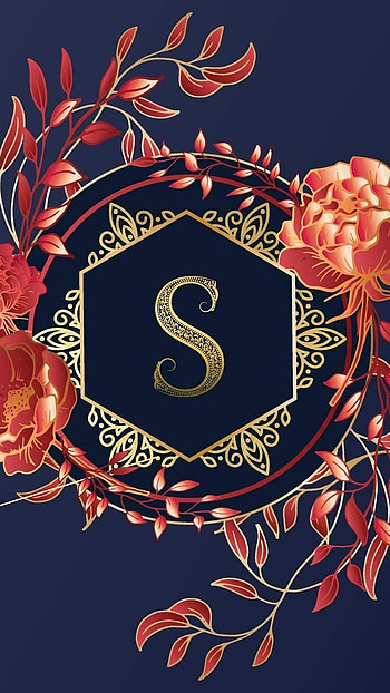 S Name Letter, Floral Design, Background HD phone wallpaper
