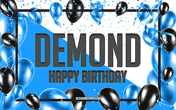 Happy Birtay Demond, Birtay Balloons Background, Demond, with names, Demond Happy Birtay, Blue Balloons Birtay Background, Demond Birtay HD wallpaper