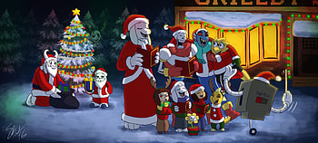 Christmas, Undertale, Video Game, Alphys (Undertale), Asgore (Undertale), Asriel (Undertale), Chara (Undertale), Flowey (Undertale), Frisk (Undertale), Gaster (Undertale), Mettaton (Undertale), Monster Kid (Undertale), Papyrus (Undertale), Sans (Undertale), Toriel (Undertale), Undyne (Undertale) HD wallpaper