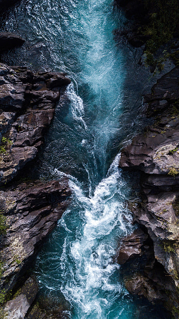 Sea, Nature, Stones, Rocks, View From Above, Foam HD phone wallpaper