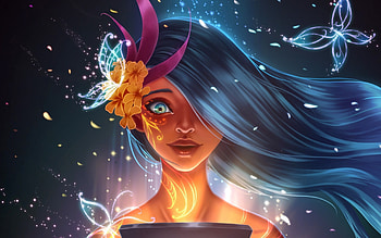 Fantasy Girl, Joy, Girl, Petals, Art, Long hair HD wallpaper