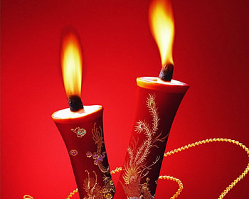 Lighted candle, candle, fire, lights, red HD wallpaper