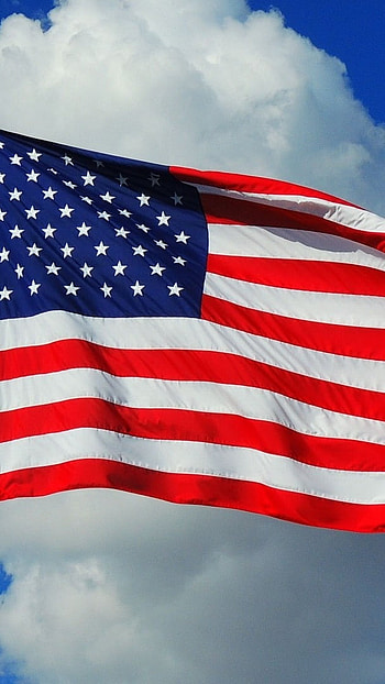 American Flag, Clouds Background HD phone wallpaper