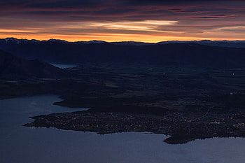 Nature, Sunset, Mountains, City, View From Above, New Zealand HD wallpaper