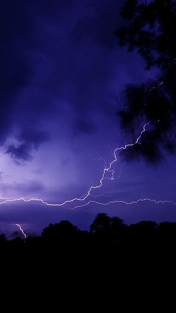 Purple night lightning, Striking ultra , Thunderstorm atmosphere, Captivating visuals HD phone wallpaper