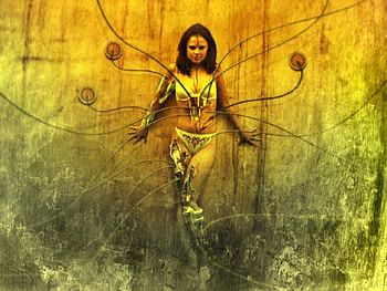 Neo Eva, plugs, wires, woman, attached HD wallpaper