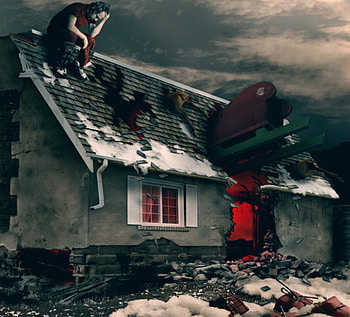 Santa trouble, sledge, trouble, destroyed, home, santa HD wallpaper