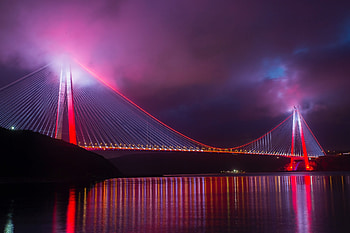 Yavuz Sultan Selim Bridge, night, color, light, bridge, colourful HD wallpaper