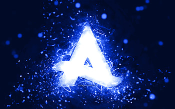 Afrojack dark blue logo, , dutch DJs, dark blue neon lights, creative, dark blue abstract background, Nick van de Wall, Afrojack logo, music stars, Afrojack HD wallpaper