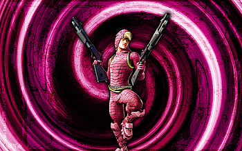 King Flamingo, purple grunge background, Fortnite, vortex, Fortnite characters, King Flamingo Skin, Fortnite Battle Royale, King Flamingo Fortnite HD wallpaper