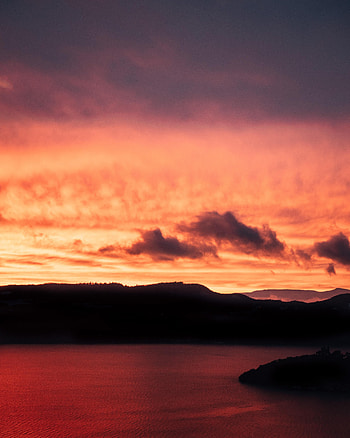 Nature, Sunset, Mountains, Twilight, Lake, Dark, Dusk HD phone wallpaper