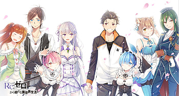 Rem (Re:zero), Anime, Re:zero Starting Life In Another World, Crusch Karsten, Emilia (Re:zero), Felix Argyle, Ram (Re:zero), Subaru Natsuki, Theresia Van Astrea, Wilhelm Van Astrea HD wallpaper