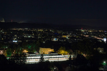 city at night, night, sky, train, city HD wallpaper
