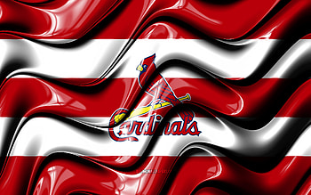 St Louis Cardinals flag, , red and white 3D waves, MLB, american baseball team, St Louis Cardinals logo, baseball, St Louis Cardinals HD wallpaper