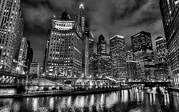 Black and White Chicago Skyline, landscape, Monochrome beauty, Chicago graphy HD wallpaper