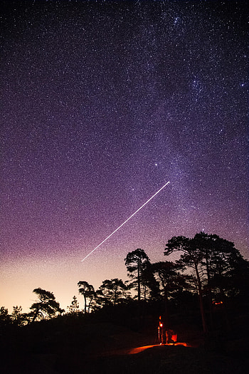 Night, Dark, Silhouette, Starry Sky, Human, Person, Meteor HD phone wallpaper