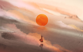 Art, Sun, Silhouette, Canvas, Attire, Outfit HD wallpaper