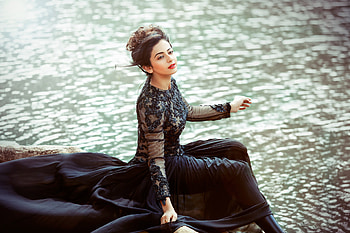 Rakul preet singh, black dress, outdoor, Telugu actress HD wallpaper