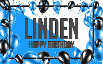 Happy Birtay Linden, Birtay Balloons Background, Linden, with names, Linden Happy Birtay, Blue Balloons Birtay Background, Linden Birtay HD wallpaper