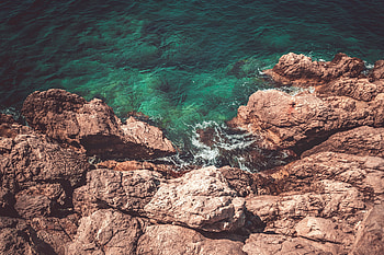 Nature, Water, Sea, Rocks, View From Above, Coast HD wallpaper