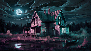 Mysterious old house under moonlit night sky, abandoned, house, night, solitude HD wallpaper
