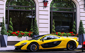 Ferrari on the Street, Yellow, Cars, Ferrari, Street HD wallpaper