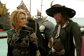 Keira Knightley, Pirates of the Caribbean, Geoffrey Rush, Hector Barbossa HD wallpaper